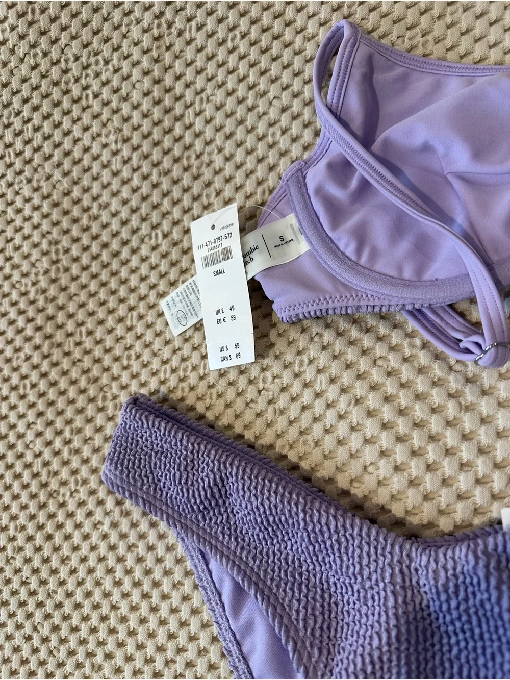 NWT Abercrombie & Fitch Lilac Textured Underwire Bikini Set - Women Swim